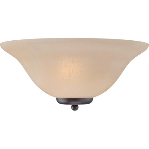 Ballerina 1 Light Wall Sconce Mahogany Bronze with Champagne Linen Glass Wall Nuvo Lighting 