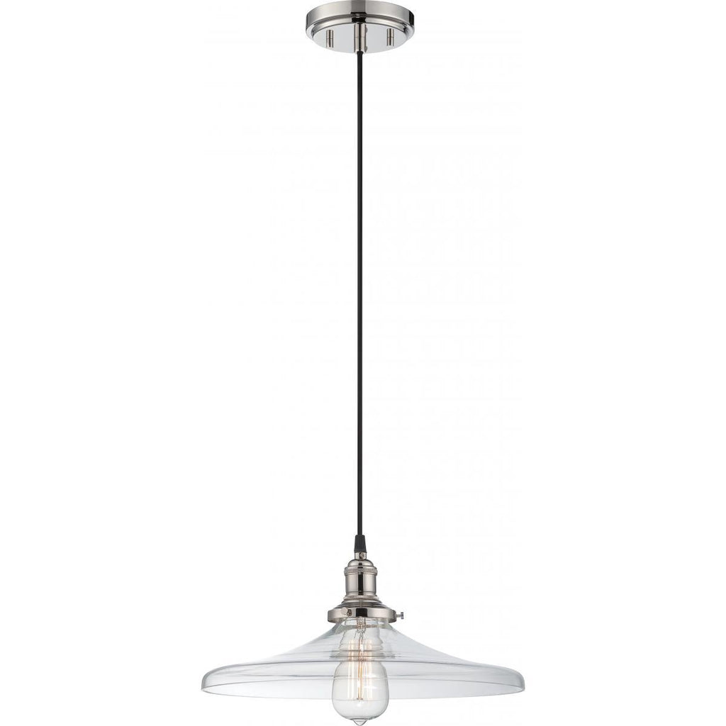 Vintage 1 Light Pendant with Clear Glass Vintage Lamp Included Ceiling Nuvo Lighting 