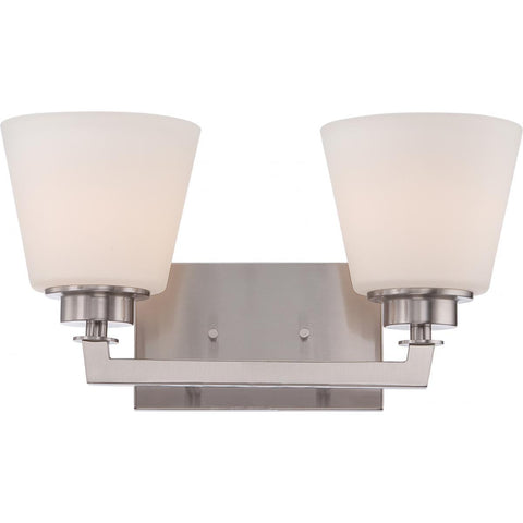 Mobili 2 Light Vanity Fixture with Satin White Glass Wall Nuvo Lighting 