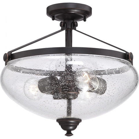 Laurel 16"w Semi Flush with Clear Seeded Glass Ceiling Nuvo Lighting Seeded Glass 