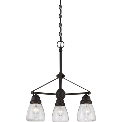 Laurel 3 Light Chandelier with Clear Seeded Glass Ceiling Nuvo Lighting 