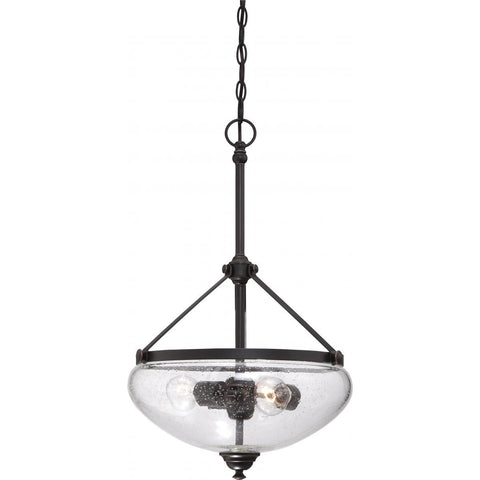 Laurel 3 Light Pendant with Clear Seeded Glass Ceiling Nuvo Lighting 
