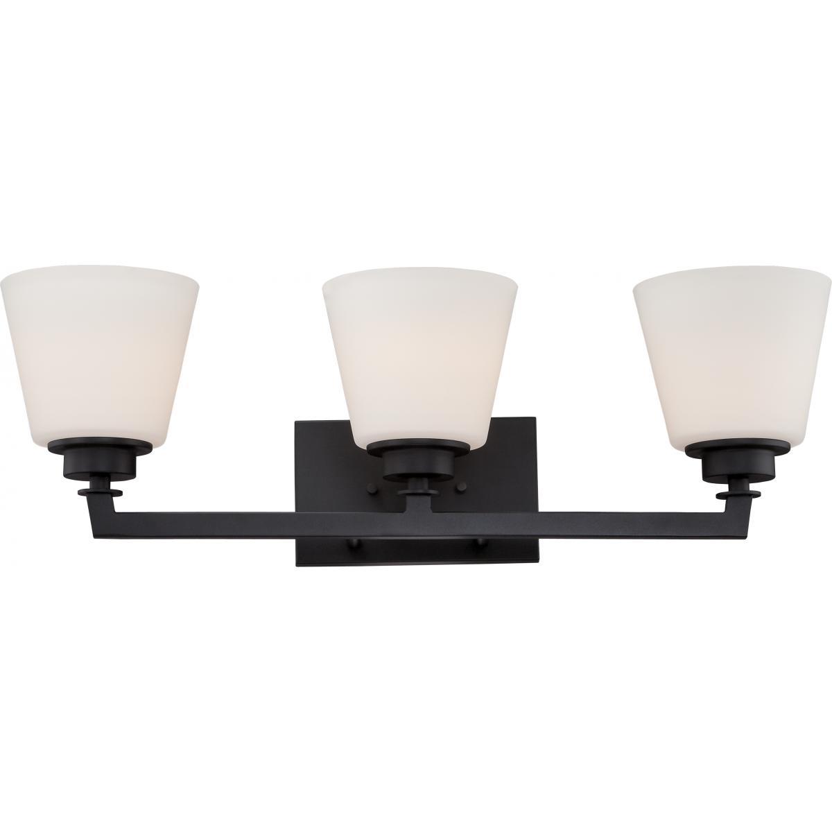 Mobili 3 Light Vanity Fixture with Satin White Glass Wall Nuvo Lighting 