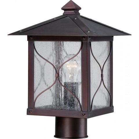 Vega 1 Light Outdoor Post Fixture with Clear Seed Glass Outdoor Nuvo Lighting 