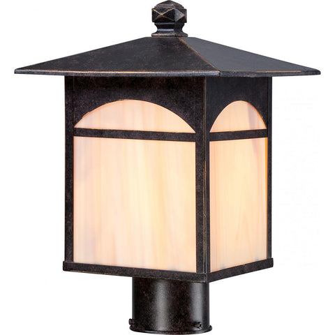 Canyon Outdoor Post Fixture with Honey Stained Glass Outdoor Nuvo Lighting 