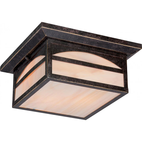 Canyon 2 Light Outdoor Flush Fixture with Honey Stained Glass Outdoor Nuvo Lighting 