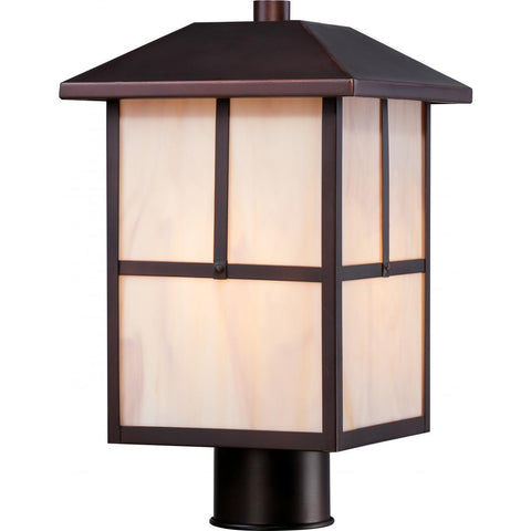 Tanner Outdoor Post Fixture with Honey Stained Glass Outdoor Nuvo Lighting 