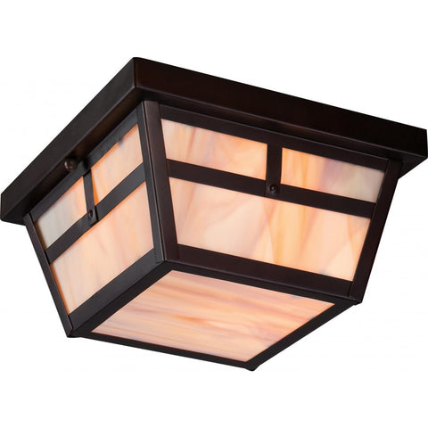 Tanner 2 Light Outdoor Flush Fixture with Honey Stained Glass Outdoor Nuvo Lighting 