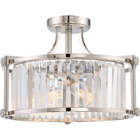 Krys 3 Light Crystal Semi Flush Fixture with 60w Vintage Lamps Included Ceiling Nuvo Lighting 