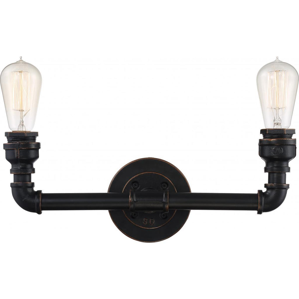 Iron 2 Light Vanity Fixture Industrial Bronze Finish Wall Nuvo Lighting 