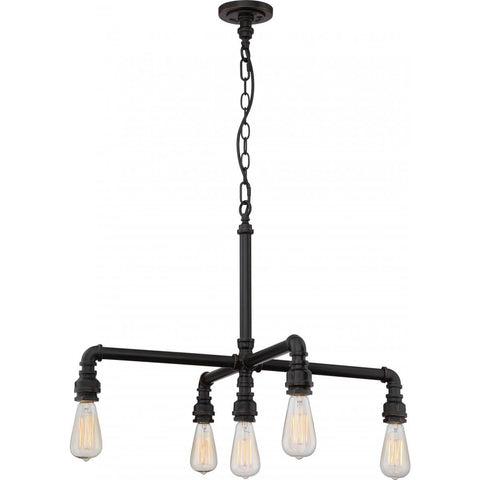 Iron 5 Light Hanging Fixture Industrial Bronze Finish Ceiling Nuvo Lighting 