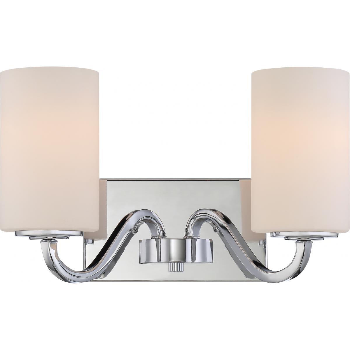 Willow 2 Light Vanity Fixture with White Glass Wall Nuvo Lighting 