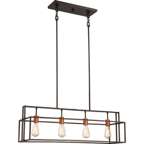 Lake 4 Light Island Pendant Bronze with Copper Accents Finish Ceiling Nuvo Lighting 