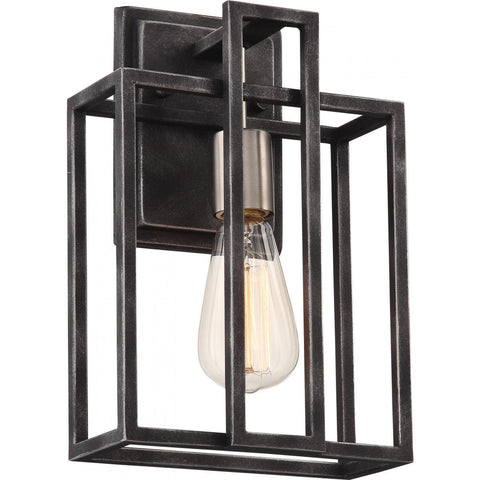 Lake 1 Light Wall Sconce Iron Black with Brushed Nickel Accents Finish Wall Nuvo Lighting 