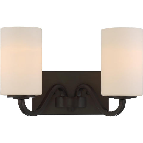 Willow 2 Light Vanity Fixture with White Glass Wall Nuvo Lighting 
