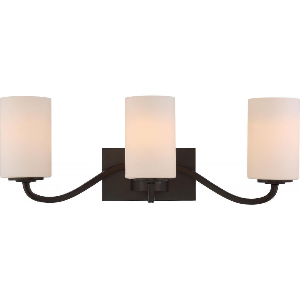 Willow 3 Light Vanity Fixture with White Glass Wall Nuvo Lighting 