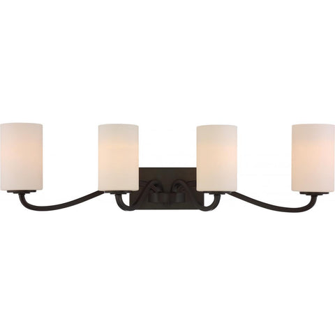 Willow 4 Light Vanity Forest Bronze with White Glass Ceiling Nuvo Lighting 