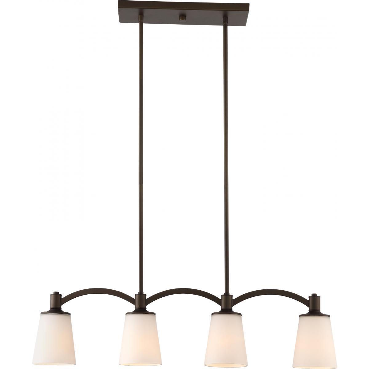 Laguna 4 Light Island Pendant Forest Bronze with White Glass Ceiling Nuvo Lighting 