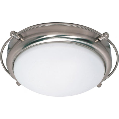 Polaris 2 Light 14" Flush Mount with Satin Frosted Glass Shades Ceiling Nuvo Lighting 