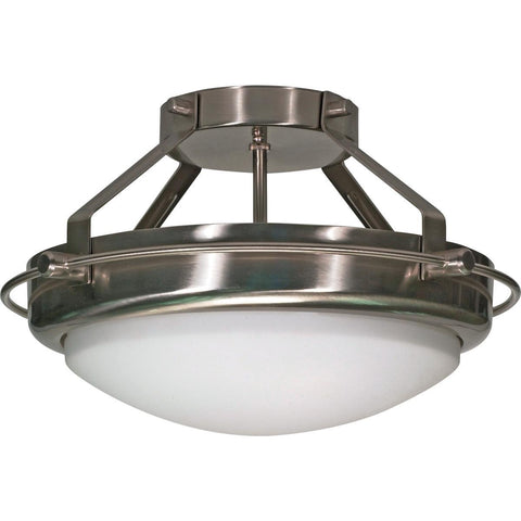 Polaris 2 Light 14" Semi-Flush with Satin Frosted Glass Shades Ceiling Nuvo Lighting 