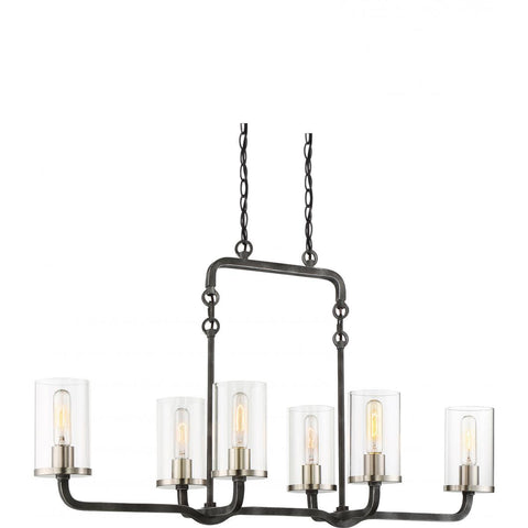 6 Light Sherwood Island Pendant Finish Clear Glass Lamps Included Ceiling Nuvo Lighting 