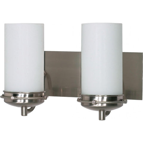 Polaris 2 Light 14" Vanity with Satin Frosted Glass Shades Wall Nuvo Lighting 