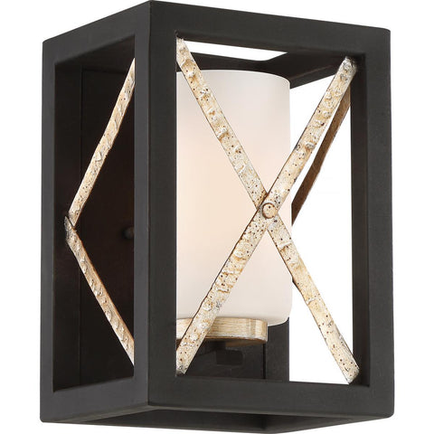 Boxer Wall Sconce Matte Satin White Glass Wall Nuvo Lighting 