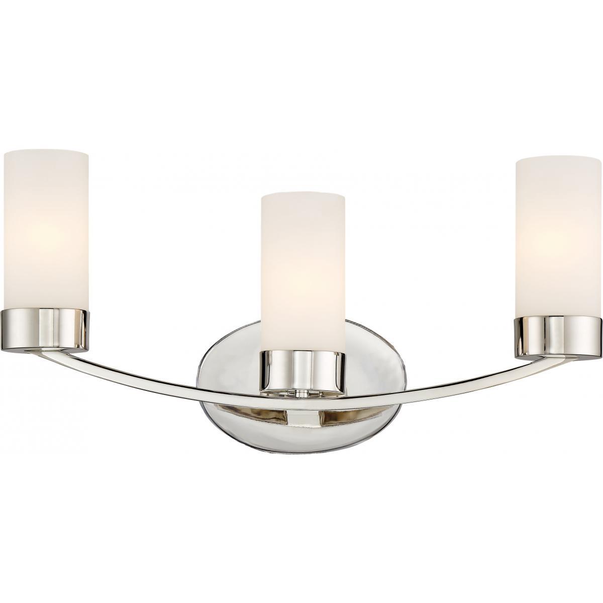 Denver 3 Light Vanity Fixture Polished Nickel Finish Wall Nuvo Lighting 