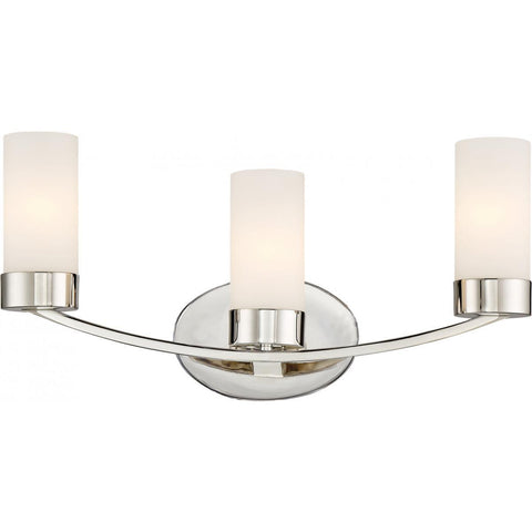 Denver 3 Light Vanity Fixture Polished Nickel Finish Wall Nuvo Lighting 