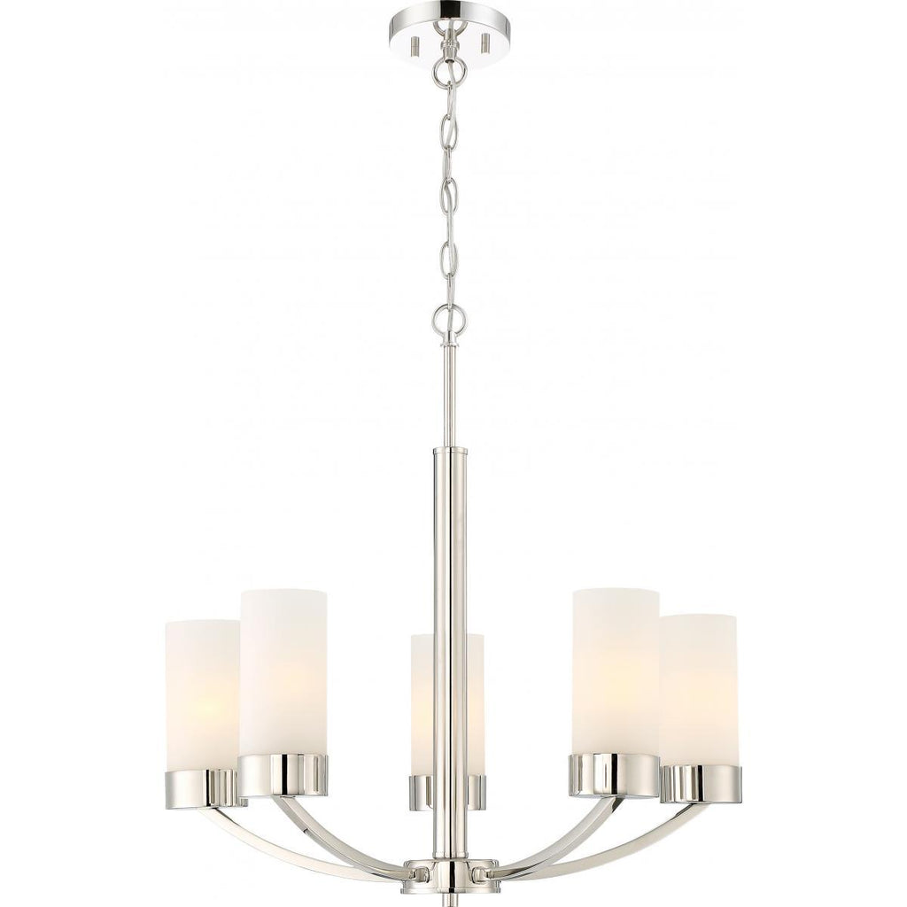 Denver 5 Light Chandelier Fixture Polished Nickel Finish Ceiling Nuvo Lighting 