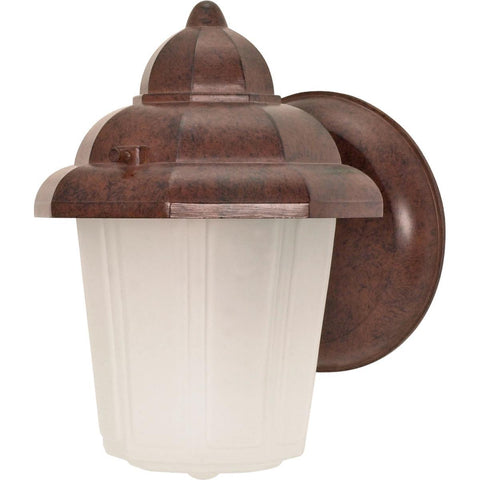 9" Wall Lantern Hood Lantern with Satin Frosted Glass Outdoor Nuvo Lighting 