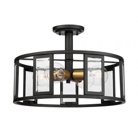 Payne 17"w Black Semi Flush With Clear Beveled Glass Ceiling Nuvo Lighting Black 