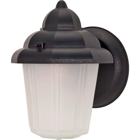 9" Wall Lantern Hood Lantern with Satin Frosted Glass Outdoor Nuvo Lighting 