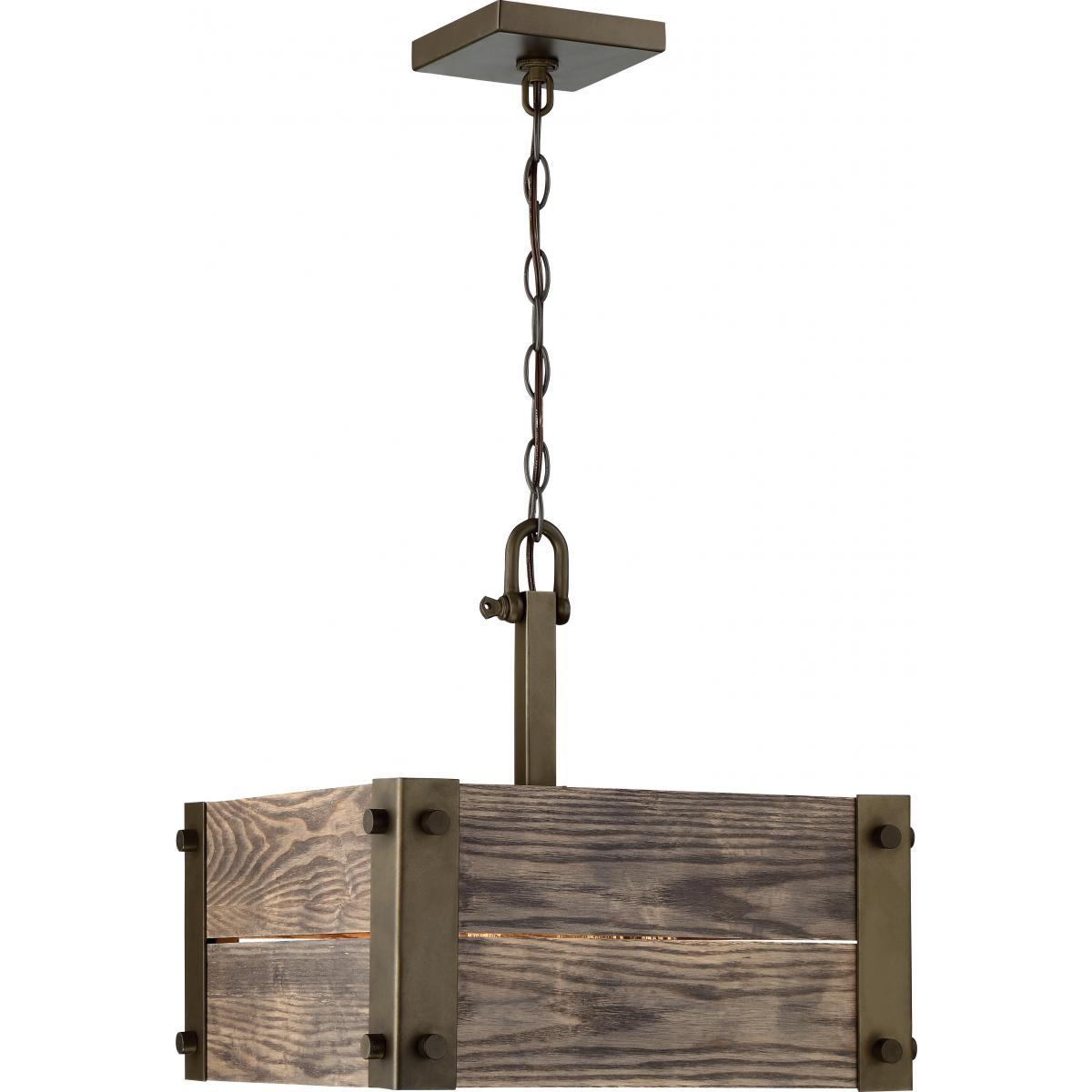 Winchester 4 Light Square Pendant With Aged Wood Ceiling Nuvo Lighting 