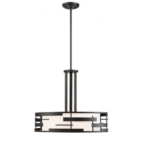 Lansing 3 Light Pendant With White Fabric Shade & Opal Diffuser Ceiling Nuvo Lighting 