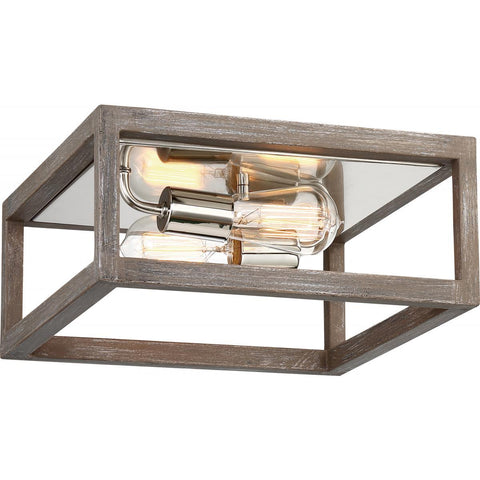 Bliss 14"w Wood and Brushed Nickel Flush Mount Ceiling Nuvo Lighting 