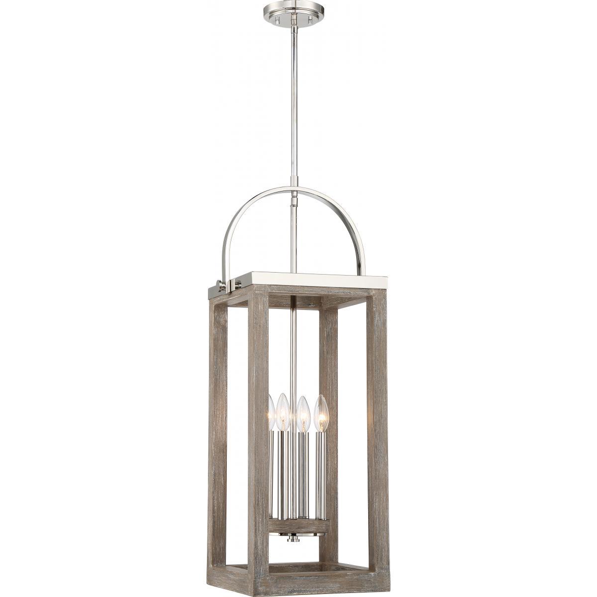 Bliss 12"w Wood and Brushed Nickel Pendant Ceiling Nuvo Lighting 