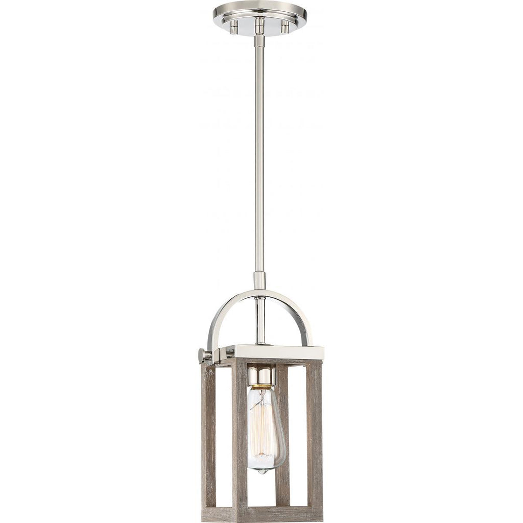 Bliss 7"w Wood and Brushed Nickel Mini Pendant Ceiling Nuvo Lighting 