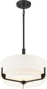 Frankie 3 Light 14 in. Pendant; Aged Bronze with White Glass
