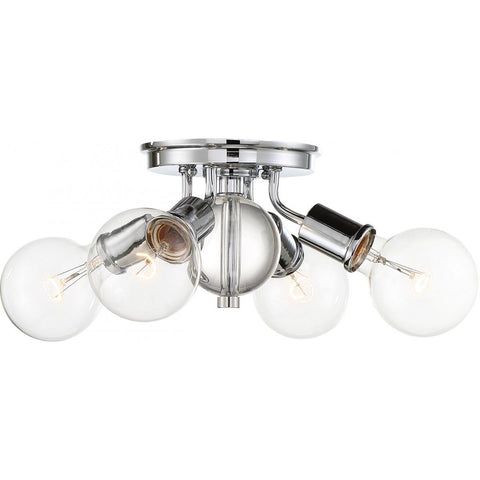 Bounce 18"w 4 Light Polished Nickel Flush Mount Ceiling Nuvo Lighting 
