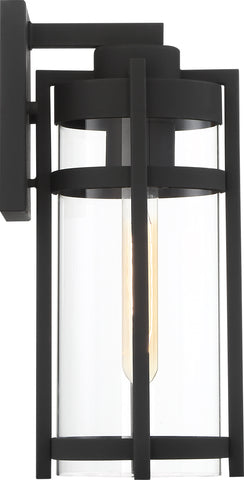 Tofino 14"h Medium Lantern; Textured Black with Seeded Glass
