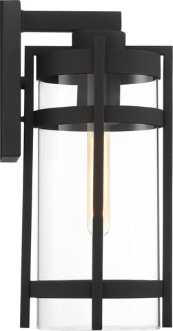 Tofino Large Lantern; Textured Black with Seeded Glass