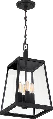 Halifax 4 Light Hanging Lantern - Matte Black with Clear Glass