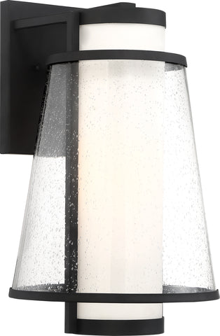 Anau Large Lantern - Matte Black with Etched Opal/Clear Glass