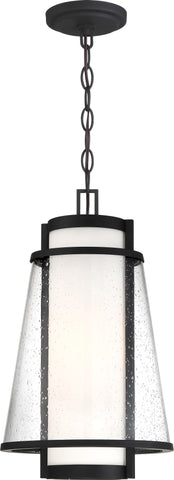 Anau Hanging Lantern - Matte Black with Etched Opal/Clear Glass