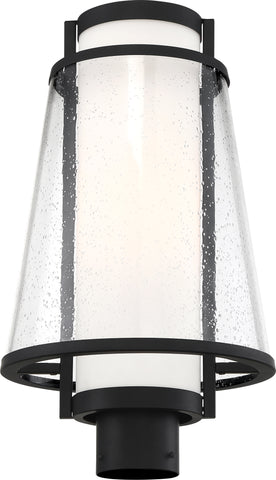 Anau Post Lantern - Matte Black with Etched Opal/Clear Glass