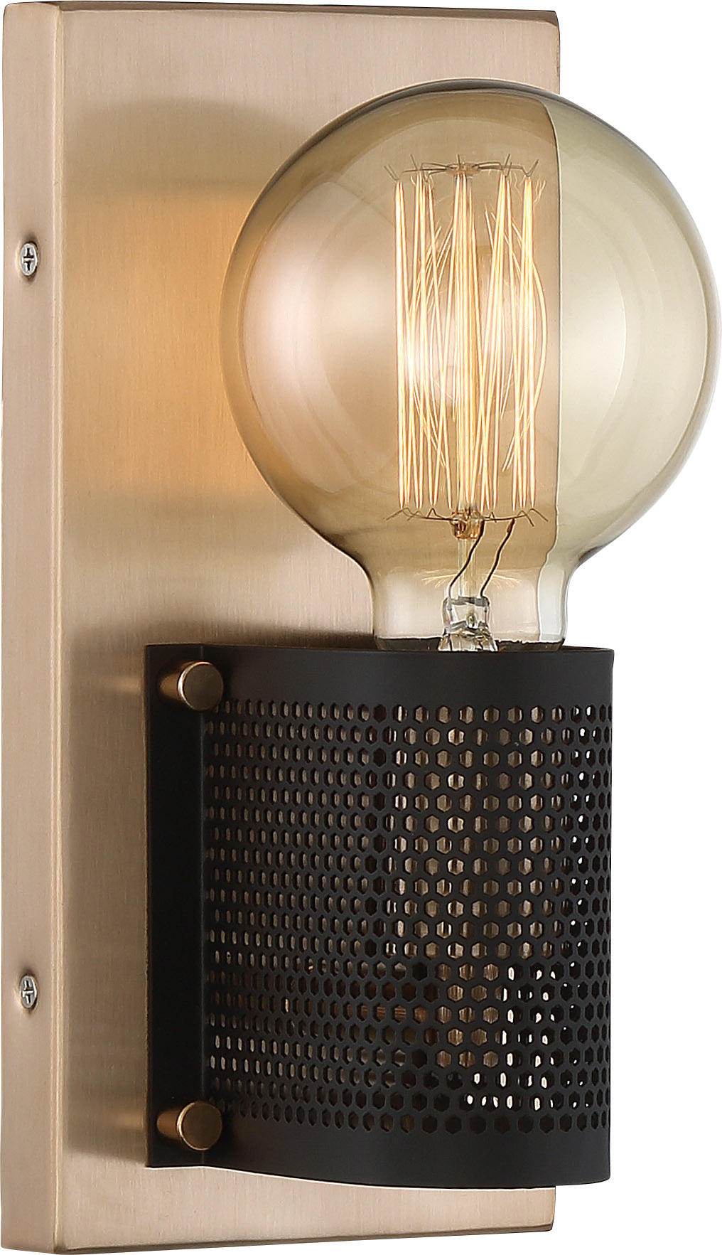 Passage Wall Sconce - Copper Brushed Brass with Black Mesh