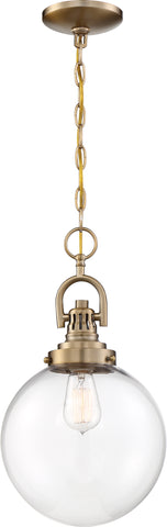 Skyloft Mini Pendant Fixture; Burnished Brass with Clear Glass