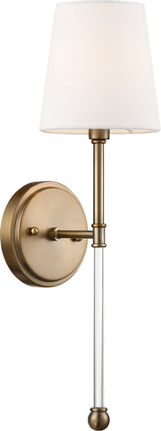 Olmsted Wall Sconce - Burnished Brass with White Linen Shade