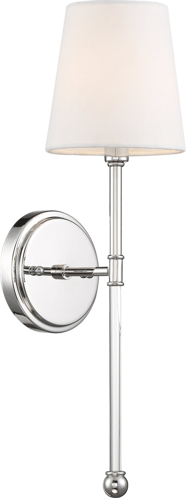 Olmsted Wall Sconce - Polished Nickel with White Linen Shade